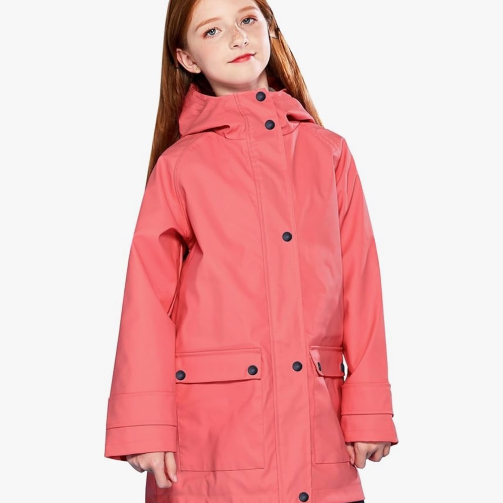 Kids Hooded Raincoat with Water-Resistant Fabric